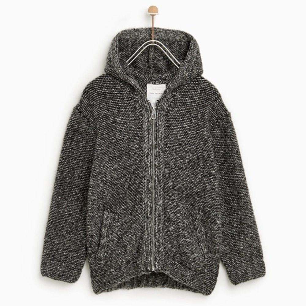 ZARA KIDS Girl full zip hooded knit Jacket size 9/10‎
